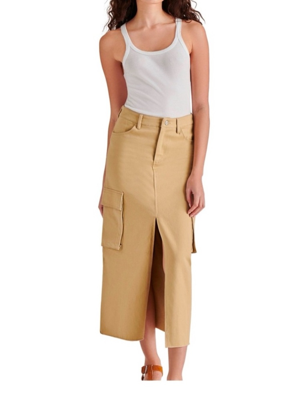 Steve Madden Benson Cargo skirt raw hem split front size 2 NWT